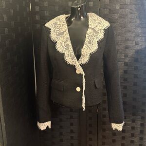 Endless Rose Jacket Black Tweed Lace Trim Detail  Sz S NWT
